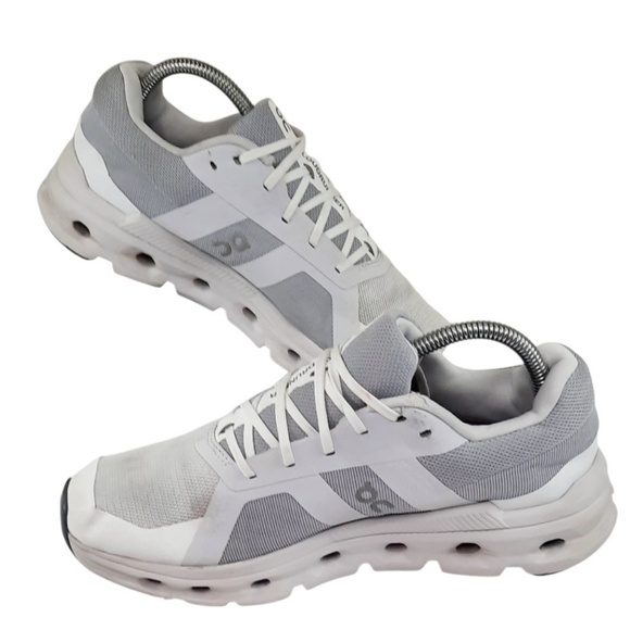 On Cloudrunner Womens Size 9.5 White Gray Running Sneakers Shoes Comfort Shoes - Picture 2 of 5